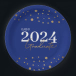 Modern Confetti Blue Gold Class of 2024 Graduate   Paper Plate<br><div class="desc">Product Description: "Add a touch of contemporary flair to your graduation celebration with our 'Modern Confetti Blue Gold Class of 2024 Graduate Paper Plates'. These chic and stylish plates are the perfect addition to any graduation party, beautifully showcasing the spirit of the Class of 2024. The design features a modern...</div>