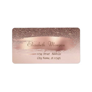 Modern Confetti,  Brush Stroke,Brown Glitter  Label