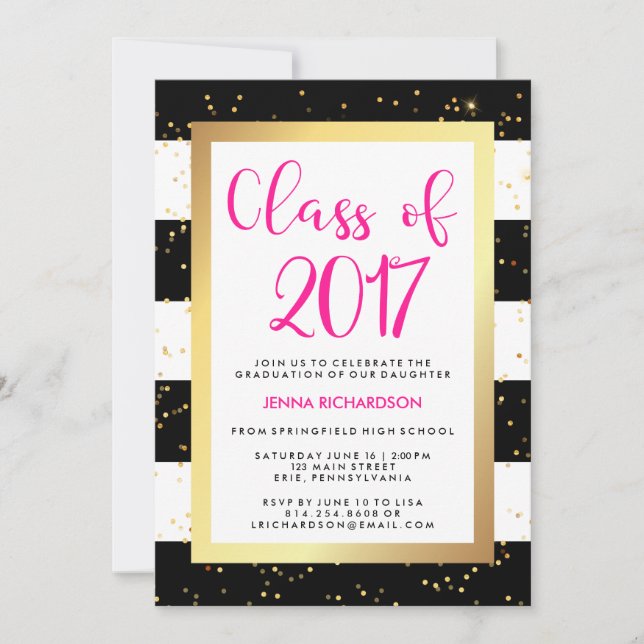 Modern Confetti | Class of 2017 Graduation Party Invitation (Front)