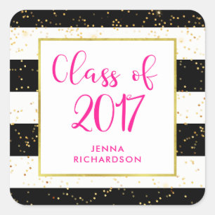 Modern Confetti   Class of 2017 Graduation Party Square Sticker