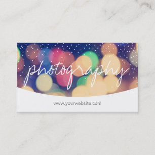 Modern Confetti Dots Script Photography Business Card