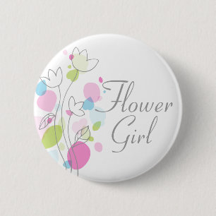 Modern Confetti flower girl wedding pin / button