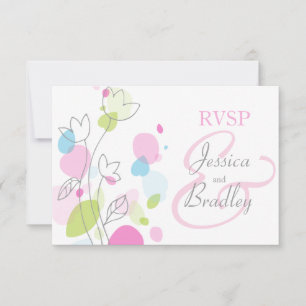 Modern confetti flower petals formal wedding RSVP Card