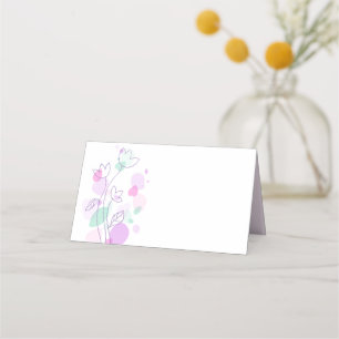 Modern confetti flower purple wedding place cards