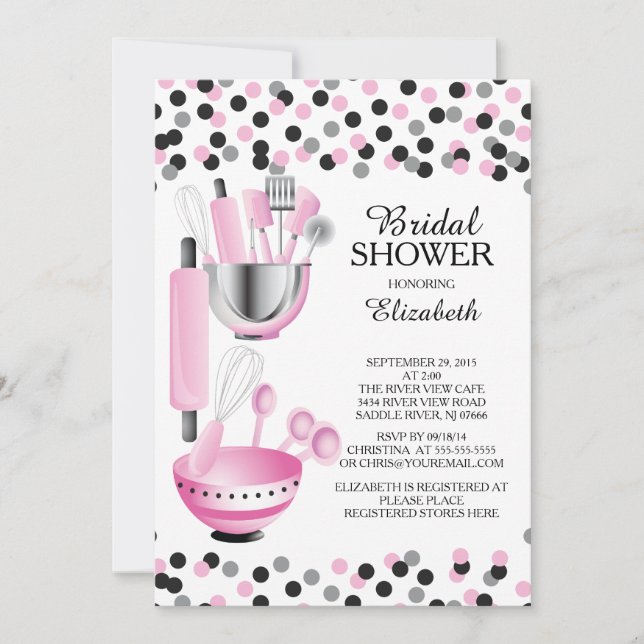 Modern Confetti Kitchen Bridal Shower Invitations (Front)