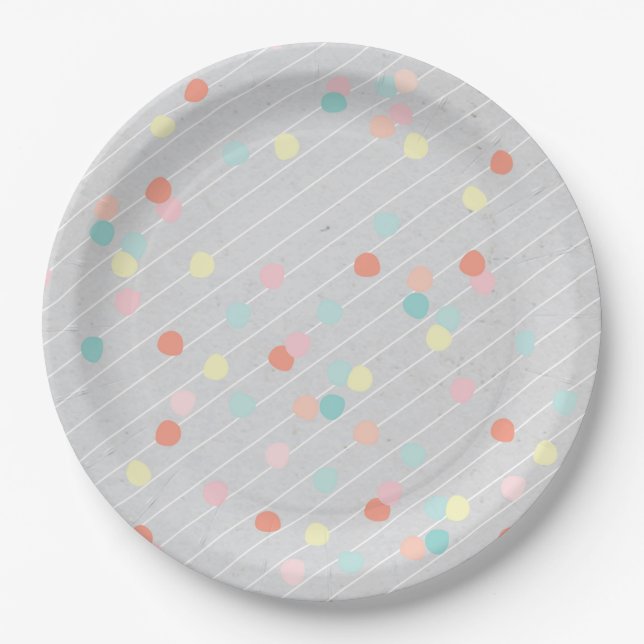 Modern confetti paper party plate (Front)