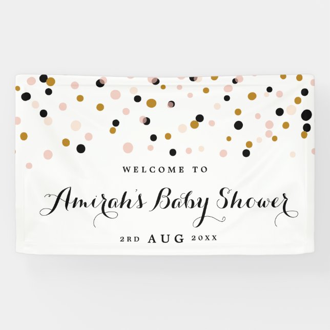 Modern Confetti Polka Dots Baby Shower Banner (Horizontal)
