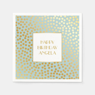 Modern Confetti Polka Dots Pattern Mint and Gold Napkin