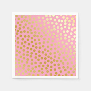 Modern Confetti Polka Dots Pink and Gold Napkin