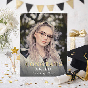 Modern Congrats Full Photo Graduation Card
