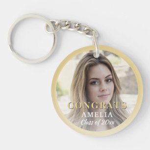 Modern Congrats Full Photo Graduation Keychain