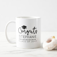 Modern Congrats Grad Graduation Cap Coffee