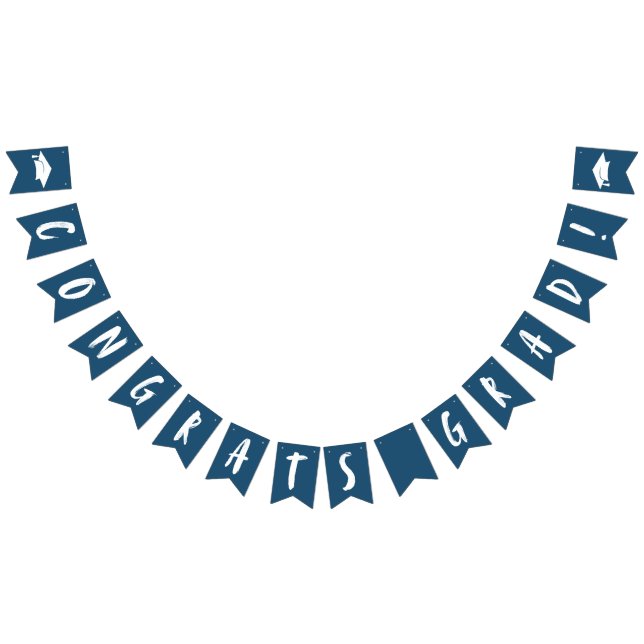 Modern Congrats Grad Navy Graduation Bunting Flags (All)