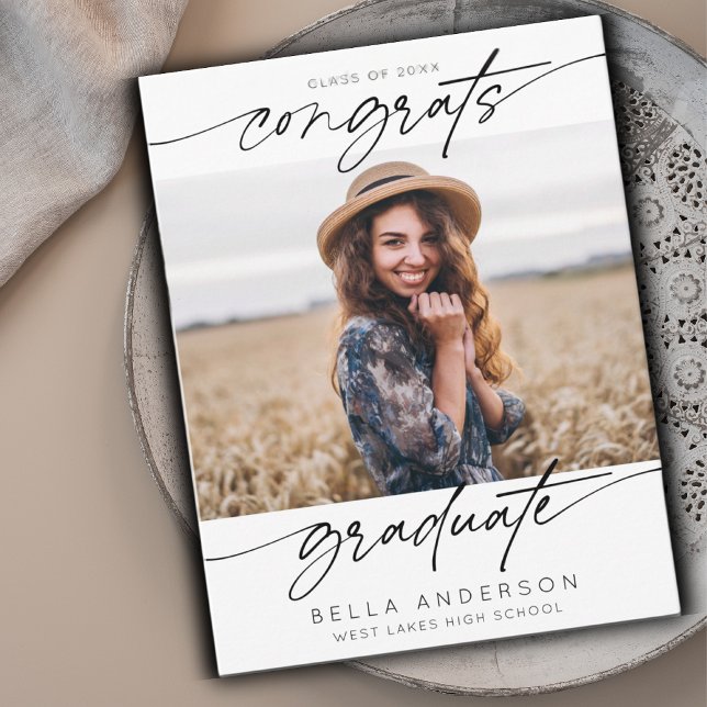 Modern Congrats Graduate Graduation Script Photo Card (Creator Uploaded)