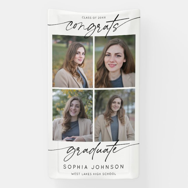 Modern Congrats Graduate Script Photo Collage Banner (Vertical)