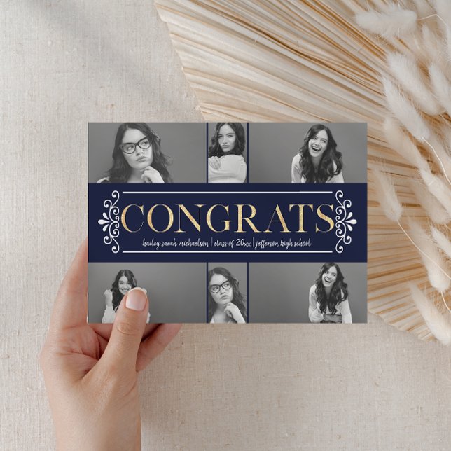 Modern Congrats Photo Collage Graduation Party Invitation (Creator Uploaded)