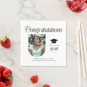 Modern Congratulations Grad Photo Graduation Arch Napkin