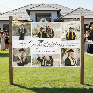 Modern Congratulations Graduate 7 Photo Collage Banner