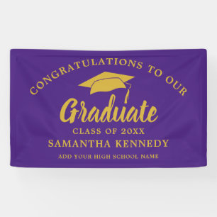 Modern Congratulations Graduate Purple And Gold Banner