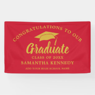 Modern Congratulations Graduate Red And Gold   Banner