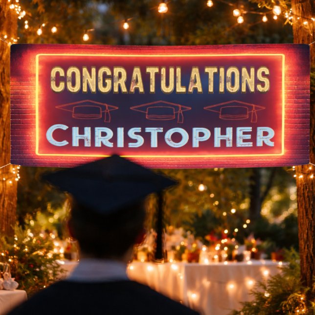 Modern Congratulations Graduation Banner (Cool Neon Looking Congratulations Banner for your graduate. Party decor. )