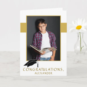 Modern Congratulations Graduation Cap Grad Photo Card