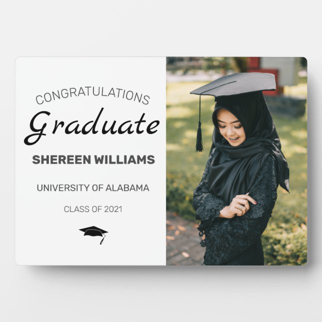 Modern Congratulations Graduation Photo Plaque (Front)