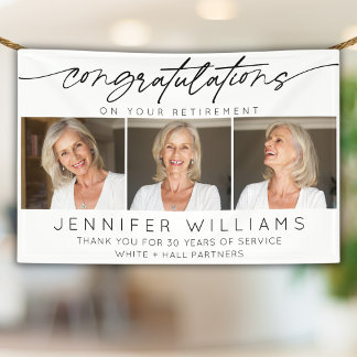 Modern Congratulations Retirement Script 3 Photo Banner