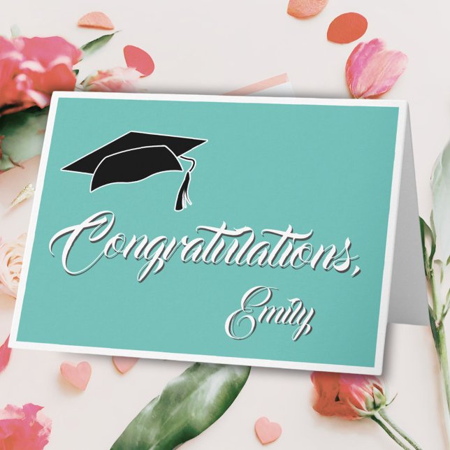 Modern Congratulations Turquoise Graduation Card (Creator Uploaded)