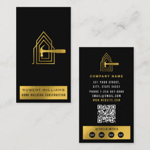Modern Construction Black Gold Home Building Lux Business Card