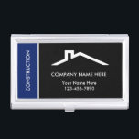 Modern Construction Business Card Cases<br><div class="desc">Construction theme business card case including a house roof symbol and silhouette in a simple modern design you can customize to suit your business. Designed for a construction company,  building contractor,  or construction equipment rental service.</div>