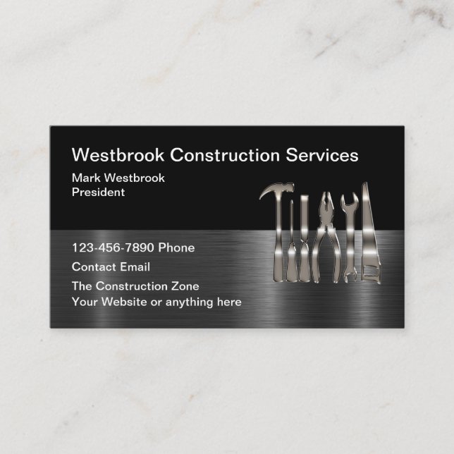 Modern Construction Business Cards Design 2 (Front)