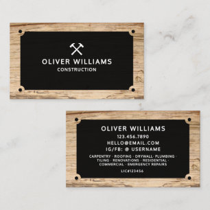 Modern Construction Contractor Builder Wood Business Card