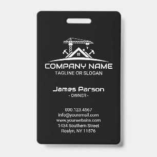 Modern Construction Crane Hammer House Logo Badge