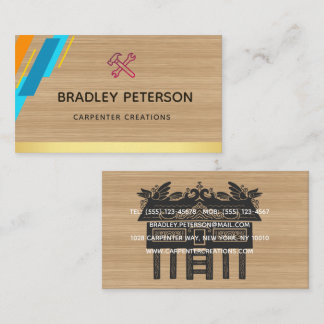 Modern Construction Handyman Carpenter Tools Wood  Business Card