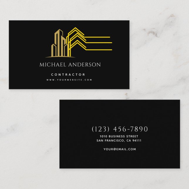 Modern Construction Handyman Carpenter Tools Wood  Business Card (Front/Back)