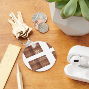 Modern Construction Handyman Carpenter Tools Wood Keychain
