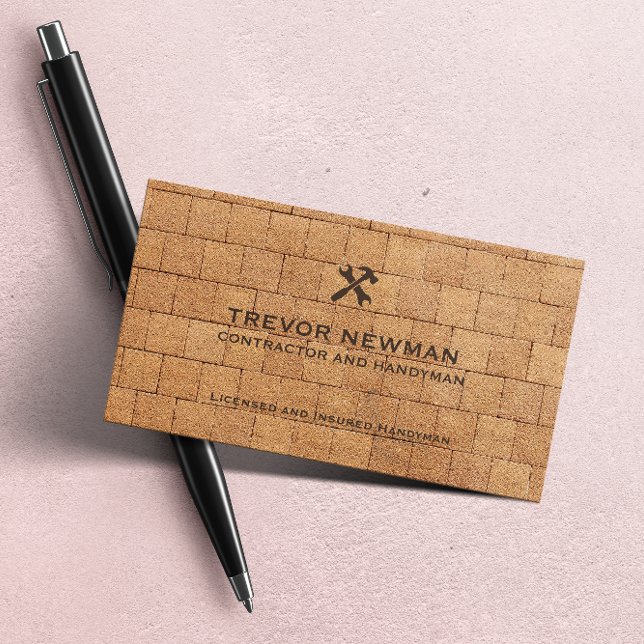 Modern Construction Handyman Tool Brick Wall Business Card (Creator Uploaded)