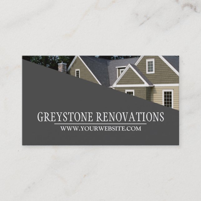Modern Construction Home Renovations Business Card (Front)