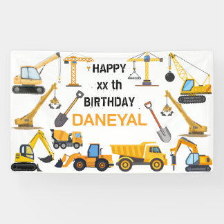 Modern Construction Simple Kid's Birthday Banner