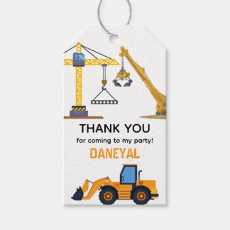 Modern Construction Simple Kid's Birthday Gift Tags