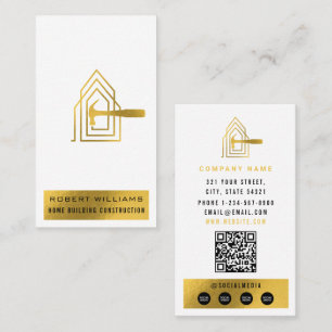Modern Construction White Gold Home Building Lux Business Card