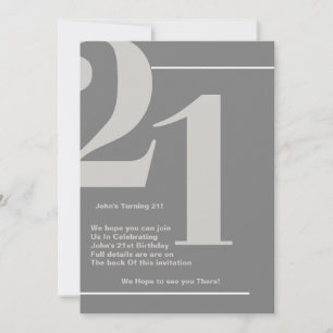 Modern, Contemporary 21st Birthday Invitation 