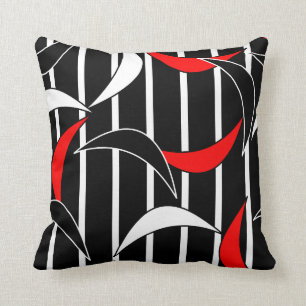 Modern Contemporary Abstract Black Red Pattern Throw Pillow