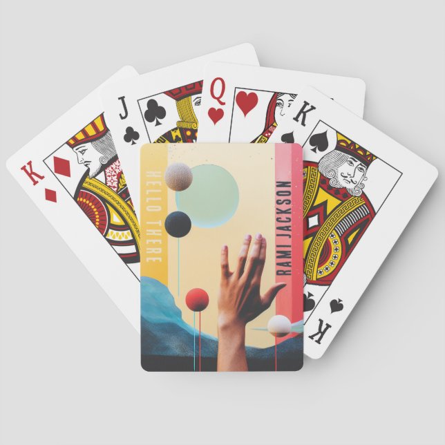 Modern Contemporary Abstract Colourful Name Playing Cards (Back)