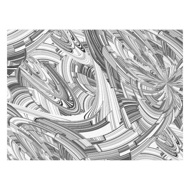Modern Contemporary Black and White Art Tablecloth (Front (Horizontal))