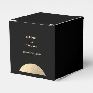 Modern Contemporary Black & Gold Abstract Wedding Favor Box