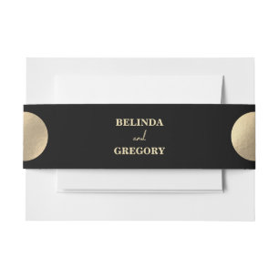 Modern Contemporary Black & Gold Abstract Wedding Invitation Belly Band