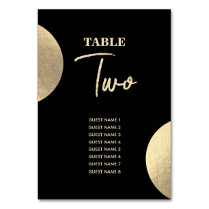 Modern Contemporary Black & Gold Abstract Wedding Table Number