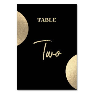 Modern Contemporary Black & Gold Abstract Wedding Table Number